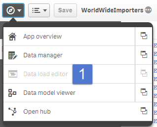 Qlik Sense Data Load editor selection