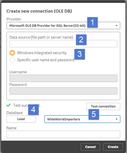 Parameter entries for SQL Server in Qlik Sense