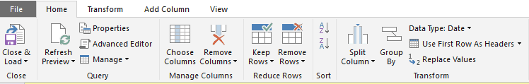 Power BI - Power Query Home Ribbon