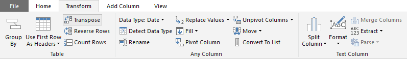 Power BI - Power Query Ribbon